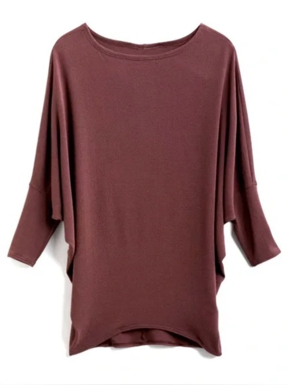 Jolie Dolman Sleeve Tunic Batwing Top Shirt Medium Mauve Brown